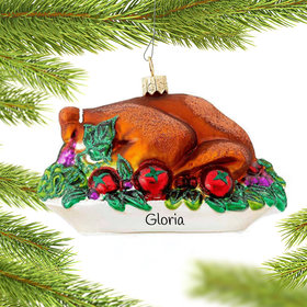 Personalized Thanksgiving Turkey Christmas Ornament