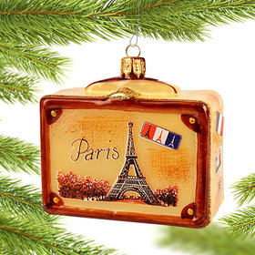 Personalized Vintage Paris Suitcase Christmas Ornament