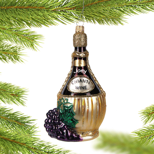 Personalized Chianti Bottle Christmas Ornament