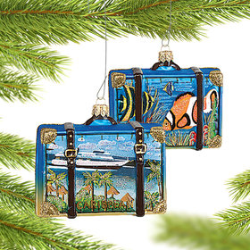 Personalized Caribbean Travel Suitcase Christmas Ornament
