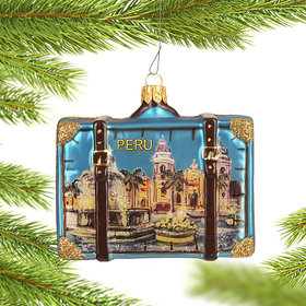 Personalized Peru Travel Suitcase Christmas Ornament