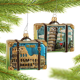 Personalized Rome Travel Suitcase Christmas Ornament