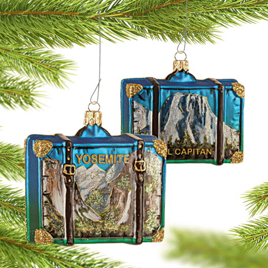 Personalized Yosemite Travel Suitcase Christmas Ornament
