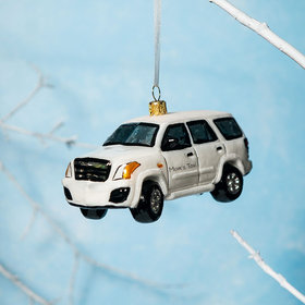 Personalized SUV Car White Christmas Ornament