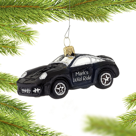 Personalized Black Sports Car Christmas Ornament