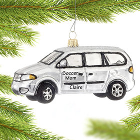Personalized Silver Minivan Christmas Ornament