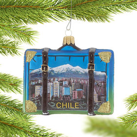 Personalized Chile Travel Suitcase Christmas Ornament