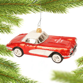 Personalized Red Corvette Christmas Ornament