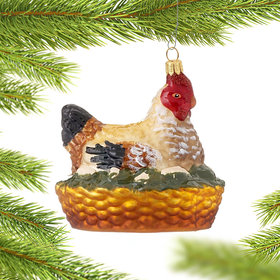 Personalized Nesting Hen Christmas Ornament