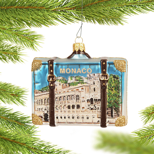 Personalized Monaco Travel Suitcase Christmas Ornament