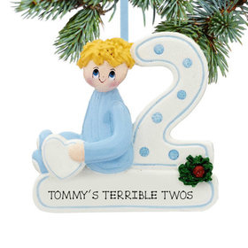 Personalized Second Christmas Boy Christmas Ornament