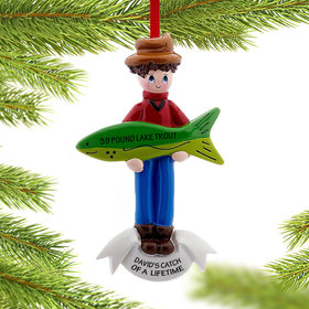 Personalized Fishing for a Big Catch Christmas Ornament