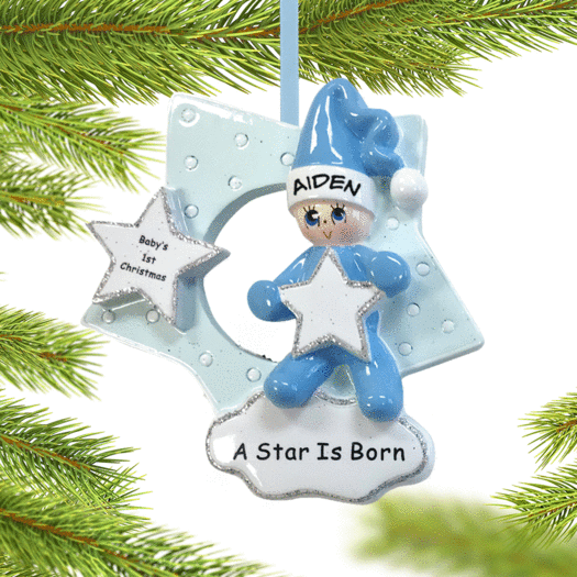 Personalized A Star is Born Boy Christmas Ornament