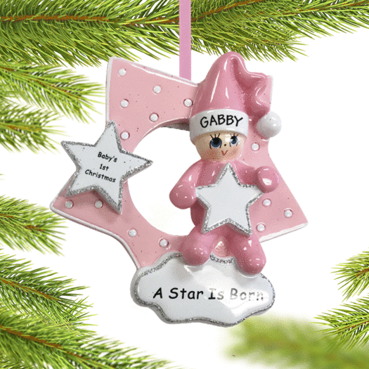 Personalized A Star is Born Girl Christmas Ornament