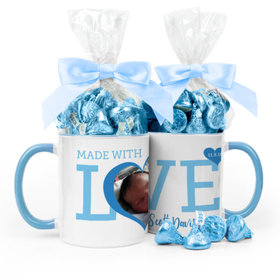Personalized Baby Boy Announcement Hearts 11oz Mug with Hershey's Kisses