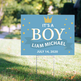 Personalized It's a Boy Yard Sign - Birth Announcement Crown