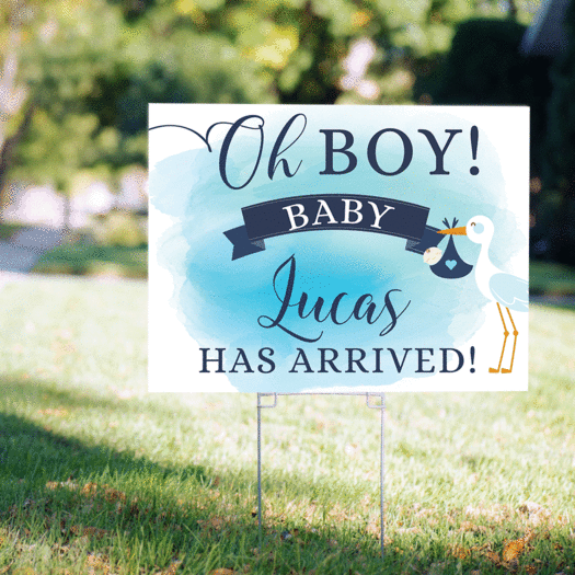 Personalized It's a Boy Yard Sign - Oh Boy! Stork