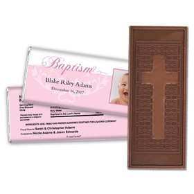 Baptism Personalized Embossed Cross Chocolate Bar Photo & Scroll