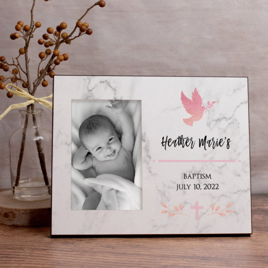 Personalized Picture Frame Baptism Dove
