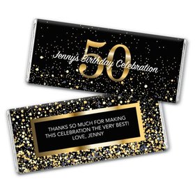 Personalized Milestone Elegant Birthday Bash 50 Chocolate Bar & Wrapper
