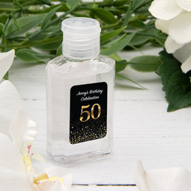 Personalized Hand Sanitizer 2 fl. oz bottle - 50th Milestone Elegant Birthday