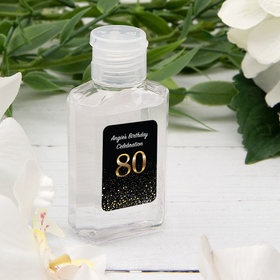 Personalized Hand Sanitizer 2 fl. oz bottle - 80th Milestone Elegant Birthday