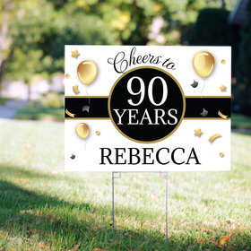 90th Birthday Yard Sign Personalized - Milestone Cheers