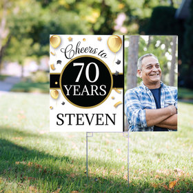 70th Birthday Yard Sign Personalized - Milestone Cheers with Photo