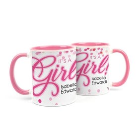 Personalized Baby Girl Announcement It's a Girl Bubbles 11oz Mug