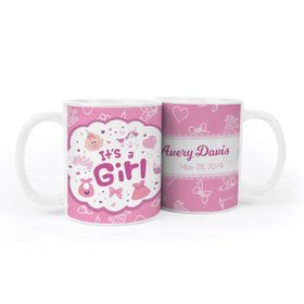 Personalized Birth Annoucement Its A Girl Bundle of Joy 11oz Mug
