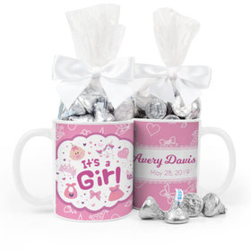 Personalized Birth Annoucement Its A Girl Bundle of Joy 11oz Mug with Hershey's Kisses