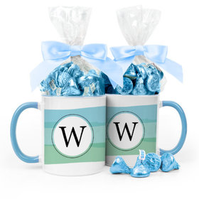 Personalized Baby Boy Announcement Watercolor 11oz Mug with Hershey's Kisses