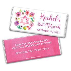 Personalized Bonnie Marcus Bat Mitzvah Floral Commencement Chocolate Bar & Wrapper