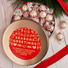 Personalized Christmas Season's Greetings Tin with Lindor Truffles by Lindt - 24pcs