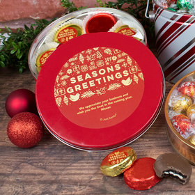 Personalized Chocolate Covered Oreo Cookies Happy Holidays Red Tin