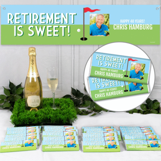 Personalized Retirement Banner & 24 Bars - Golfin