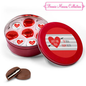 Personalized Valentine's Day Stripes Red Tin with 16 Chocolate Covered Oreo Cookies