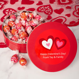 Personalized Valentine's Day Hearts Tin with Lindt Truffles (approx 45 pcs)