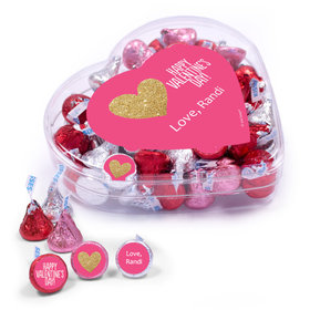 Personalized Valentine's Day Glitter Hearts Clear Heart Box 13oz