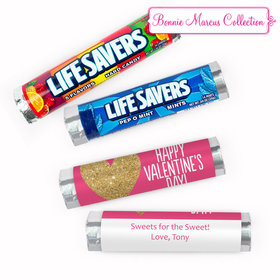 Personalized Valentine's Day Bonnie Marcus Pink Glitter Heart Lifesavers Rolls (20 Rolls)