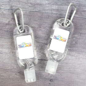 Custom Business Hand Sanitizer with Carabiner 1oz Bottle - Add Your Logo