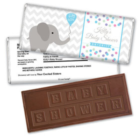Baby Shower Personalized Embossed Chocolate Bar Chevron Dots Elephant