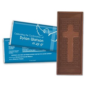 Confirmation Personalized Embossed Cross Chocolate Bar Cross & Dove