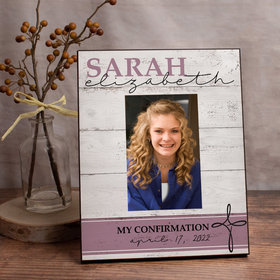 Personalized Picture Frame Confirmation Rustic Cross