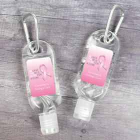 Personalized Hand Sanitizer with Carabiner 1 fl. oz bottle - Breast Cancer Awareness Be the Hope