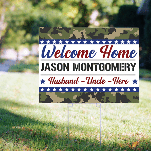 Personalized Welcome Home Marines Yard Sign