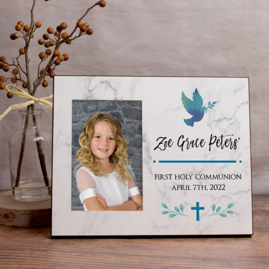Personalized Picture Frame Communion Dove