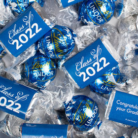 Blue Graduation Candy Mix - Hershey's Miniatures, Kisses and Lindor Truffles by Lindt