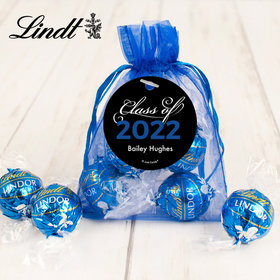 Personalized Graduation Blue Lindt Truffle Organza Bag