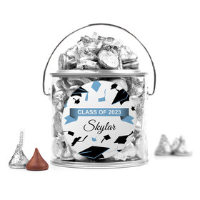 Personalized Graduation Hats Off Silver Paint Can with Sticker